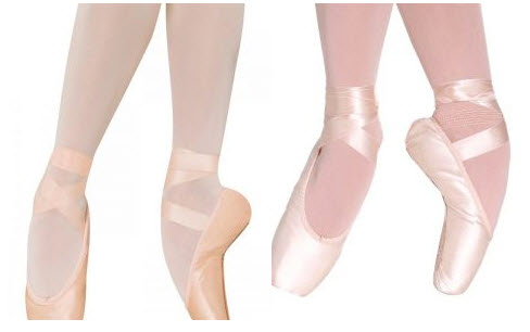 Un primer plano de la zapatilla de ballet de una niña