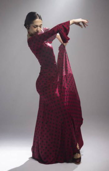 Falda flamenca Cala con fajín de baile flamenco de uso profesional y ensayo.