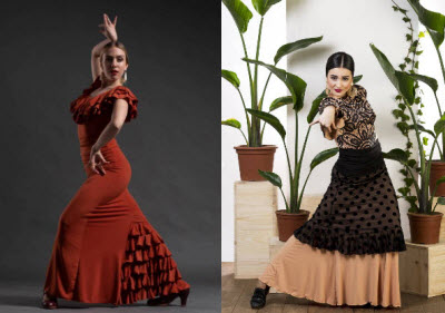 Falda flamenca de baile flamenco de uso profesional y ensayo. Modelo Cala